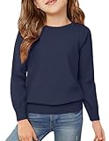 Arshiner Mädchen Pullover Dunkelblau Herbst Winter Langarmshirt Kinder Rundhals Strickpullover Freizeit Schulpullover 160/10-11 Jahre
