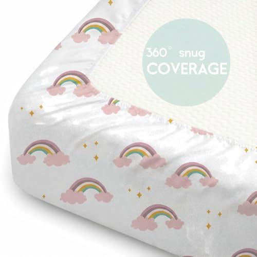 Image of Unicorn Crib Sheet Set, Fitted Crib Sheets Girl, 4 Pack Breathable Soft Microfiber Baby Crib Sheets, 28 X 52 in Crib Mattress Sheets for Standard Crib & Toddler Mattress