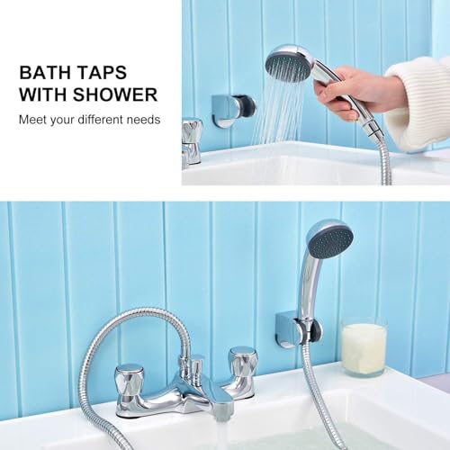Mitigeur de baignoire 2 trous avec douchette intégrée double levier