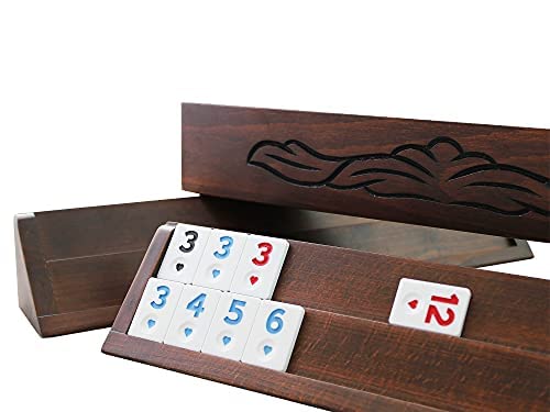 Antochia Crafts Wooden Rummy - Hand Carved Beautiful Motifs Okey Game - Complete Set - Gift For Mom #TOP5