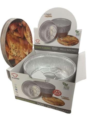 BALSAT Envase de Aluminio para Pollo Asado – 250 Uds con Tapas Incluidas, Perfecto para Catering, Comidas Rápidas y Restaurantes, Resistente y Práctico