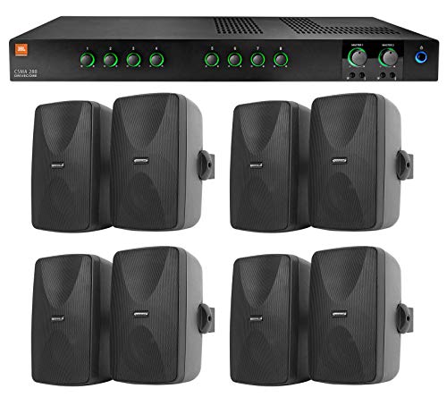 Audiosavings Bundle: (1) JBL CSMA280 Commercial/Restaurant 2 x 80w Amplifier Bundle with (8) Rockville WET-7020B 5.25