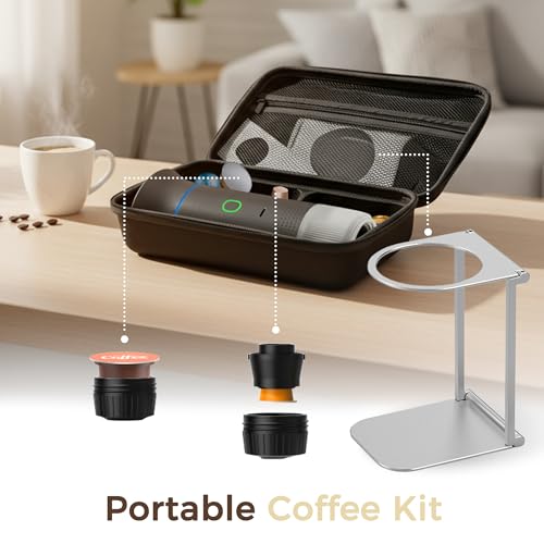 Machine à café portable électrique 3 en 1 Bostar noire avec support