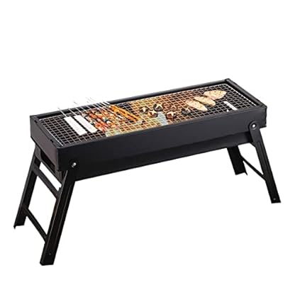 Faltbarer Grill - Sofortiger Grill für den Außenbereich, tragbar - Klappbarer Grill aus Edelstahl, Holzkohlegrill in Notizbuchfor, abnehmbarer zusammenklappbarer Mini-Tischgrill für Camping Yatlouba
