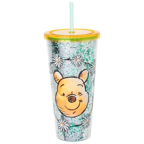 Silver Buffalo Disney Winnie the Pooh Flowers, Plastic Cold Cup, 32oz
