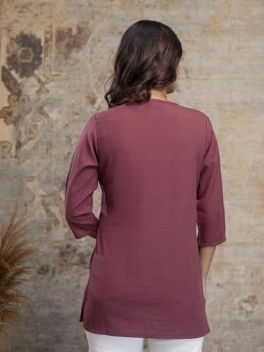 Image of Elegant Short Kurti for Women - 3 /4 Sleeves | Round Neck | (S to XXL)