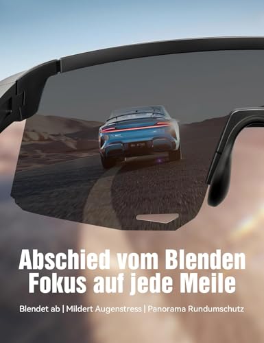 JOYROOM Schnelle Brille Herren Fahrradbrille Damen [Verstellbare Nasenpad] [Anti-Beschlag] Sonnenbrille Polarisiert UV400-Schutz Sportbrille aus TR90 für Fahrrad Ebike Laufen, Schwarz