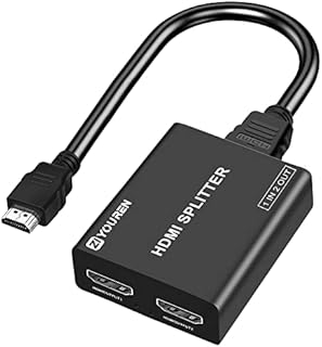 HDMI Splitter with HD HDMI Cable, 1 in 2 Out 4K HDMI Splitter for Full HD 4K@30HZ 1080P 3D Splitter (1 HDMI Source to 2 HDMI Displays)