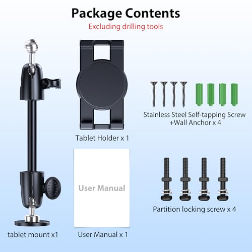 CreaDream Aluminum Tablet Mount for Truck, Tablet Holder for Car, Angle Adjustable with Drill Base, iPad Car Holder for Dashboard, Wall, Boat, Vehicle, Compatible with 4.7"-13" Tablets, iPads, Phones - image 9