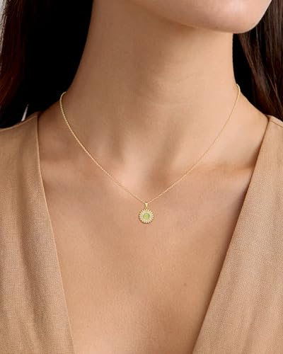 Green Necklace 14K Gold Plated Teardrop/Sunflower/Star/Evil Eye Green Gemstone Cubic Zirconia Pendant Necklaces For Women Jewelry Gifts4