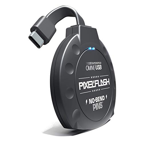 Pixelflash Usb Type-C No-Bend Pins Compact Flash Card Reader, 2” Cabled Cf Memory Card Reader, Tactical Card Reader For Usb-C Devices, Compactflash Adapter Rugged Flat Cable Usb 3.1 Type C - Black #TOP3