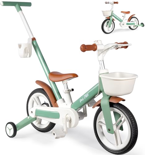 Toddler Bike with Training Wheels for Kids 1-3, 6 in 1 Balance Bike for Toddlers 2-4 with Pedals, Brake & Baskets, 12' Baby Push Tricycle for 2 3 4 5 Year Old Boy Girl Toy & Gift