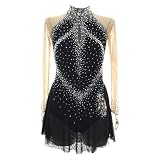 Vestido De Patinaje Artístico For Niñas, Malla De Manga Larga Con Brillantes Diamantes De Imitación, Uniformes De Patinaje Sobre Hielo For Adultos.(3XL)
