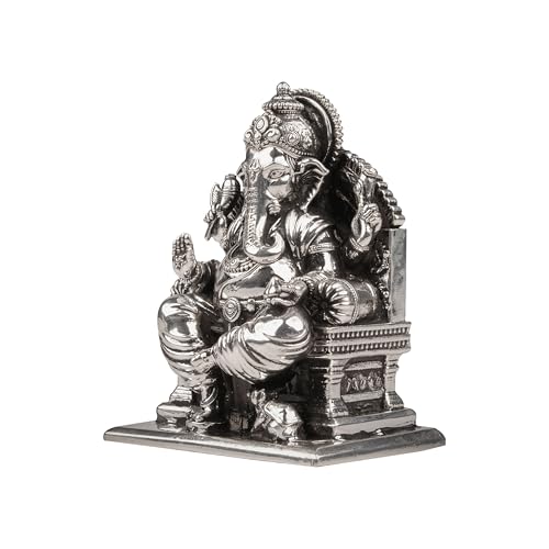 Image of Artarium Lalitasana Ganesha Idol 999 Pure Silver (15 gm), Ganpati Bappa Murti for Pooja, Home Mandir, Office Decor, Auspicious Gift for Diwali, Housewarming & Festivals - 2.5 Inch