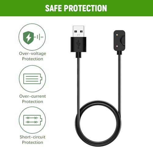 Image of ZORBES 3.3Ft /1M USB to Samsung Fit 3 Charger (1.6'' Display), Replacement Galaxy Fit 3 Smart Watch Charger Cable, Dual Pin Magnetic Charging Cable for Samsung Watch (Black)