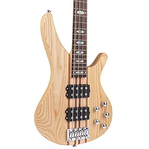 Electric Bass Guitar 4 Strings Full Size P Bass Beginner Kit Black for Starter with Gig Bag, Guitar Strap, and Guitar Cable (4) (4S)