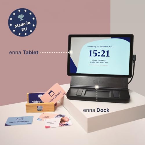 enna Dock inkl. 5 Starter-Karten - Tablet für Senioren, einfache Bedienung mit Karten, Videoanrufe mit Oma und Opa, Fotos senden, Fotoalben erstellen, 30 Tage kostenlos