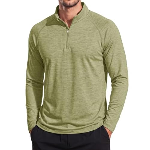 MAGCOMSEN Men's Long Sleeve Shirts Quarter Zip Pullover Athletic Lightweight Sun Shirt Dry Fit for Running Golf Workout