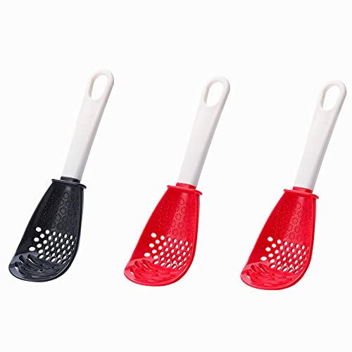 MIEIEDU 3Pcs Multifunctional Cooking Spoons， Multifunctional Slotted Cooking Spoons Plastic Colander Spoons Heat Resistant Egg Separators for Kitchen Cooking