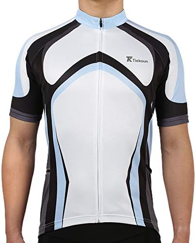 Tiekoun Men’s Cycling Jerseys Tops Biking Shirts Short Sleeve Bike Clothing Full Zipper Bicycle Jacket