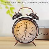 Atyhao budzik mechaniczny, 10 cm, styl retro, z podświetleniem nocnym, ręczne nawijanie, podwójny dzwonek (czarny)