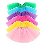 Hikong 6 Pcs Tutu Rock Ballettrock Mädchen Tütü Minirock 3 Schichten Tüll Tüllrock Prinzessin Regenbogen Röckchen Tanzkleid mit 6 verschiedenen Farben, Mehrfarbrig, Asien S