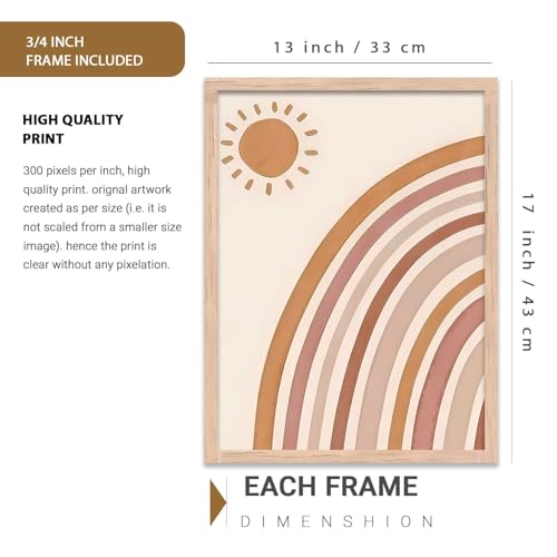 Image of HOTHOUSE Boho Art Home Decoration Paintings With Frame For Living Room Bed Room Hotel Wall Decor Digital Reprint Set of 3 (13X17 inch)