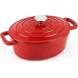 Ollas De Hierro Fundido Para Induccion MGF ® Ferro by Sergi Arola Olla de 28 cm, Color roja, Fabricada en Hierro Fundido, Apta para Todo Tipo de cocinas, lavavajillas y Horno, Incluido induccion, optimo Ahorro de energia y fácil Limpieza