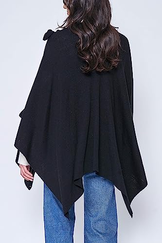 MIRMARU Women’s Cross Front Poncho Sweater Wrap Topper Knitted Cardigan Shawls Cape for Fall Winter4