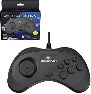 Retro-Bit Official SEGA Saturn USB Control Pad for PC, Mac, Steam, RetroPie, Raspberry Pi - USB Port - Black