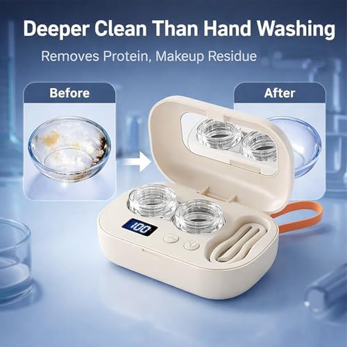 Portable Rechargeable Ultrasonic Contact Lens Cleaner Case, 2026 Ultrasonic Portable Travel Contact Lens Case Kit, Home Travel and Office (1 Set) - 5