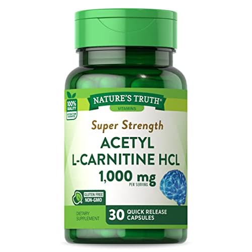 Nature’s Truth Acetyl L-Carnitine 1000mg | 30 Capsules | Super Strength | Non-GMO & Gluten Free ALCAR Supplement