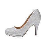 Picture of Kassie Daniela Women's Fermin Dress Pump with Stiletto Platform Round Toe Heel (Silver GLT, 5.5)