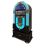 Arkrocket Taurus II Mid-Size Jukebox Vinyl Record Player Bluetooth USB SD CD Player Radio Retro Turntable Classic Jukebox (Taurus II + Stand - Black)