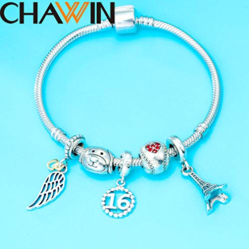 16 Number Bracelet Charms,925 Sterling Silver Pendants Beads Fit Pandora Charm Bracelets, Necklace, And European Snake Chain, Dangling Dangle Charm For Birthday Number 16Th/ 16 Years/16St #TOP4