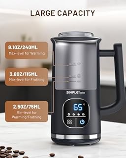 SIMPLETASTE Milk Frother, 4-in-1 Electric Milk Steamer with LED Touch Screen, Automatic Warm and Cold Foam Maker and Milk Warmer for Latte, Cappuccinos, Macchiato