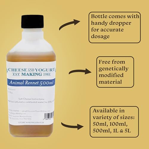 Liquid Animal Rennet - 500ml – Natural Animal Rennet for Cheesemaking | GM-Free | Traditional European Cheese Making Ingredient with Dropper – All Cheese Types