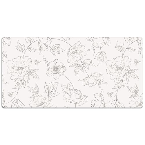 Sous-main de bureau antidérapant et imperméable en vinyle floral 120x60