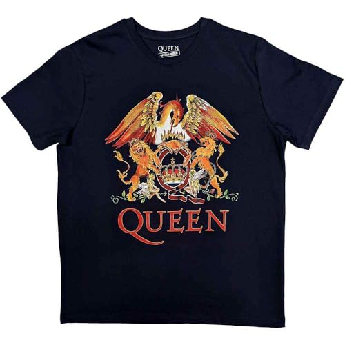 Rockoff Trade Men's Queen Classic Crest T-Shirt, Blue (Blue Blue), Large (Size:Large)