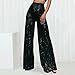 WWPPAION Sequin Pants Women High Waist Fashion Casual Pant Sparkly Wide Leg Trousers Elastic Loose Side Zipper Shiny Pants