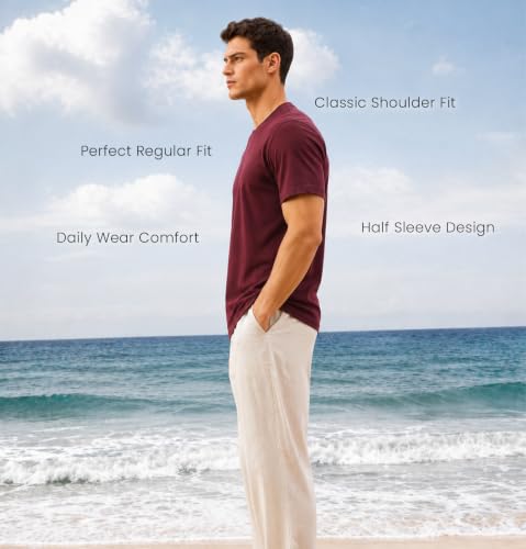 Image of Sleepynuts Men's Everyday Wear Crew Neck Regular Fit T-Shirt | Half Sleeve Solid Plain Casual T-Shirt for Men | Soft Breathable Fabric |