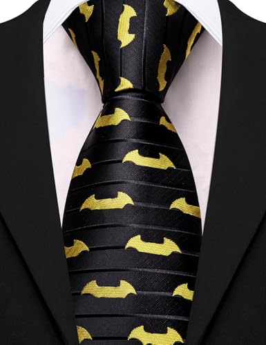 Image of Barry.Wang Silk Ties for Men Fun Necktie and Tie Clip Set for Wedding Party Business Formal Extra Long