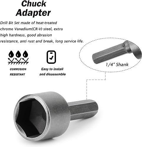 Image of AASONS 9pcs Nut Driver Drill Bit Set Socket Bit Chuck Adapter 1 /4 inch Hex Shank 5-13mm Metric Socket Strong Sleeve Wrench Screw Power Drill Adapter Tool for Screws Hooks Bolt Heads