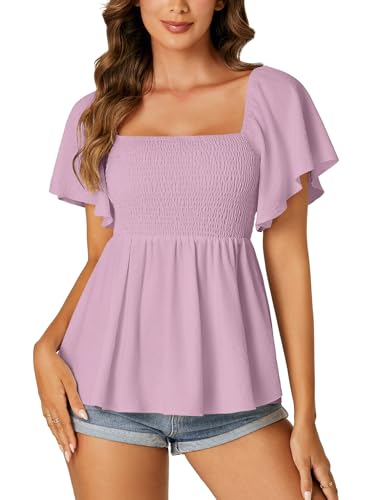 Image of LYANER Women's Square Neck Cute Peplum Top