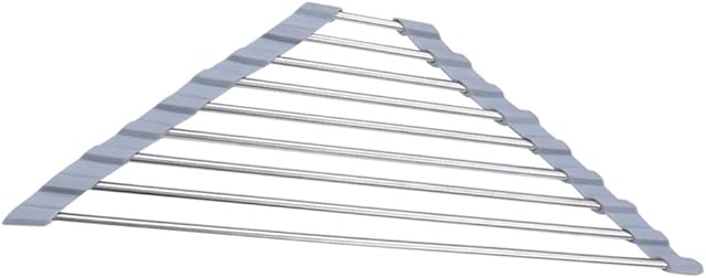 Angoily Sink Drain Rack Triangle over Sink Mat Dish Bowl Dish Drying Rack Roll Up Sink Corner Drainer Multi Sink Drying Holder 40. 5x22. 7cm