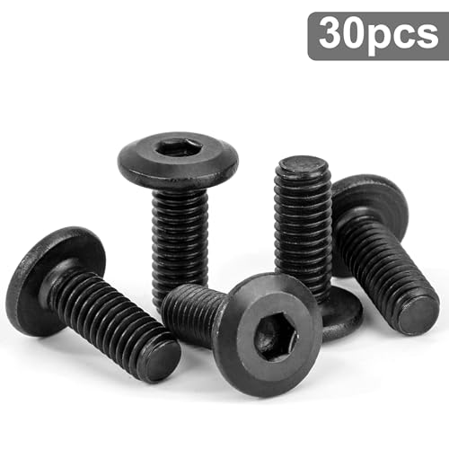 Miniatura 5 de Tunejoy 30 Piezas Tornillos De Cabeza Plana M6 X 16 Mm Negro Tornillo De Cabeza Hexagonal De Acero Inoxidable A2 V2a Perno De Muebles Con Llave Allen Rosca Completa