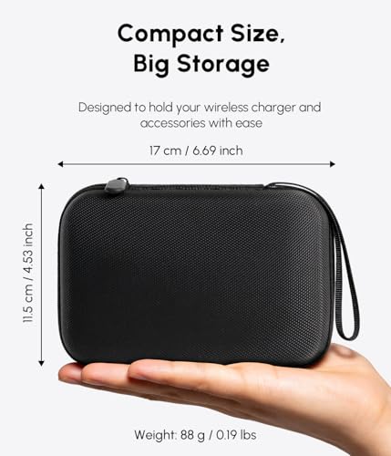 Image of Portable Charger Case Compatible with Hicober 3 in 1 Wireless Charging Station, 1680D Oxford Charger Organizer Travel Case for Foldable Charging Pad, Adapter and Cable - Matte Black