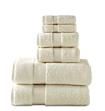 703 GSM 6 Piece Towels Set, 100% Cotton, Zero Twist, Premium Hotel & Spa Quality, Highly Absorbent, 2 Bath Towels 30” x 54”, 2 Hand Towel 16” x 28” and 2 Wash Cloth 12” x 12”. Ivory Color