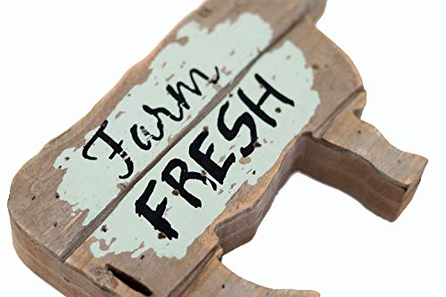 Parisloft Farm Fresh Wood Cow Shaped Sign Tabletop Decor, Carved Cow Statue Home Decor, Animal Sculpture Decorations #TOP4