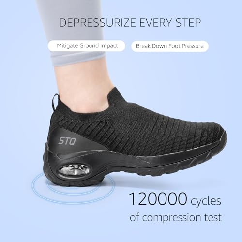 STQ Walking Shoes for Women Non Slip Work Shoes Comfort Slip on Sneakers4